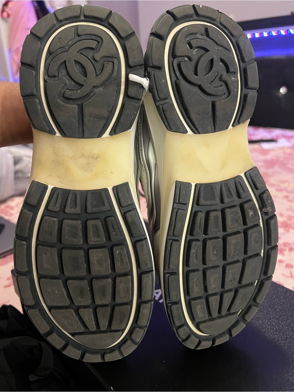 Chanel Silver Metallic Mesh Platform Sneakers - Women's - Picture 5 of 10
